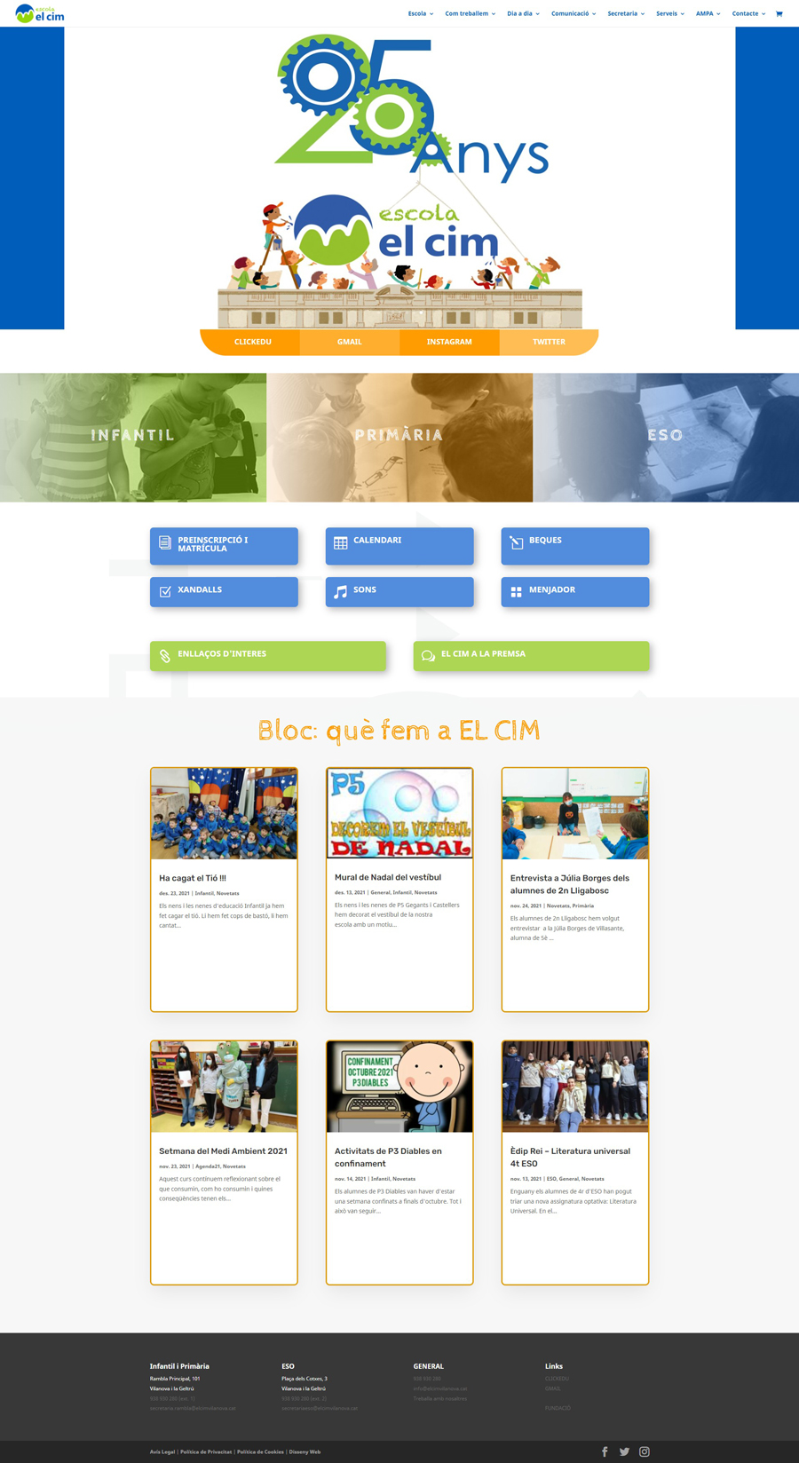 disseny web escola el Cim Vilanova
